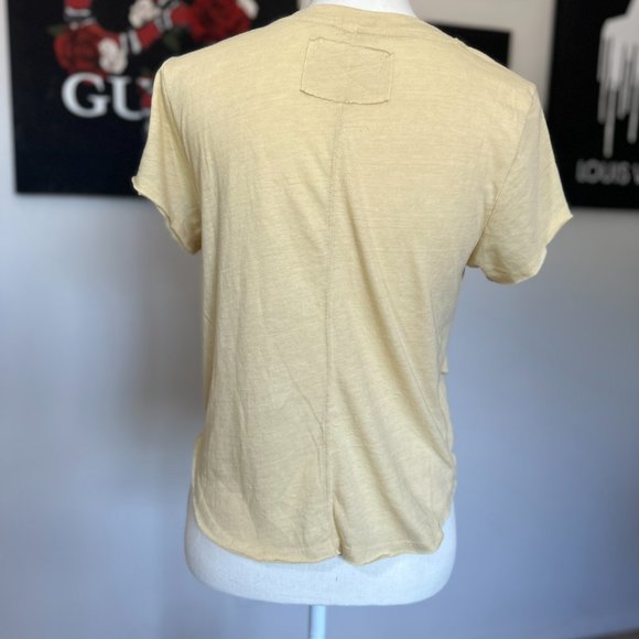 NWOT Free People Twist Front Tee in Pale Yellow - Picture 4 of 5